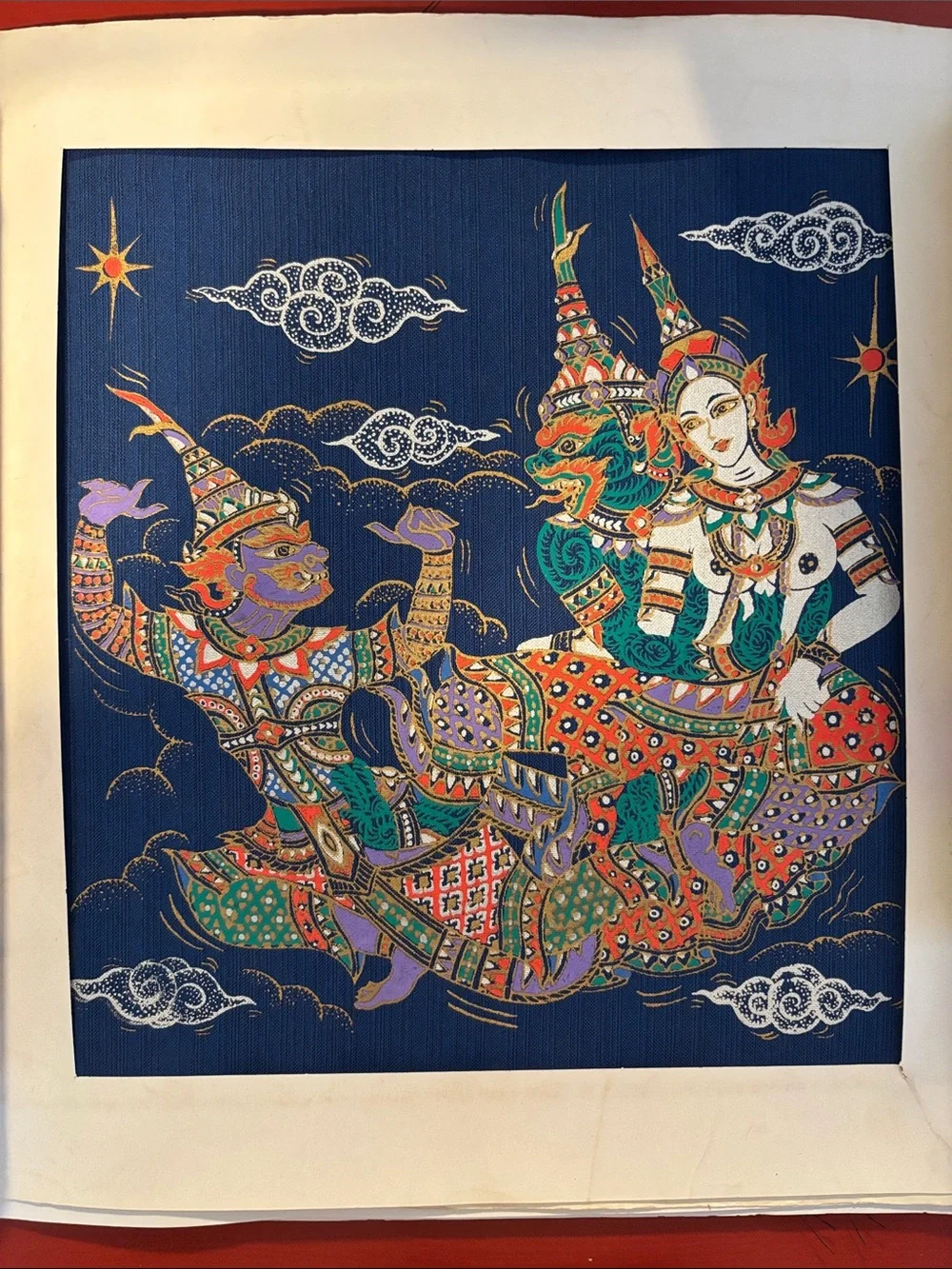 Traditional Cambodian/Asian Mythology Wall Art Cloth Prints, Set of 6